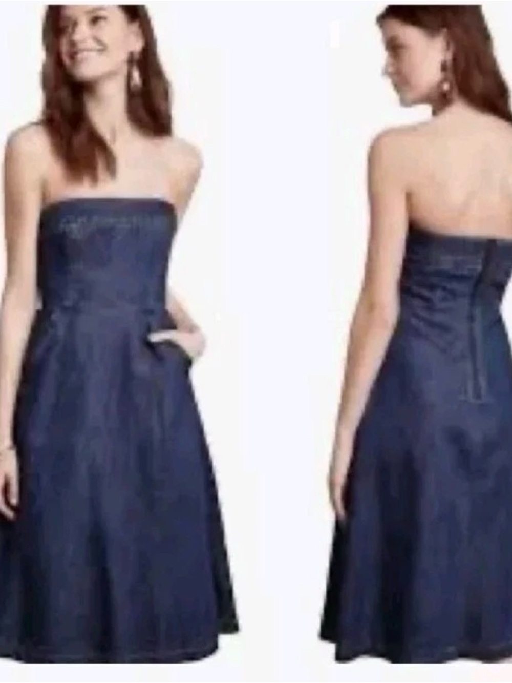 HOLDING HORSES Strapless Navy Blue A-Line Dress